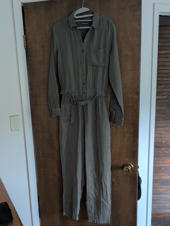 Toad&Co Pants - Toad&Co Olive Green Long-Sleeve Button Jumpsuit